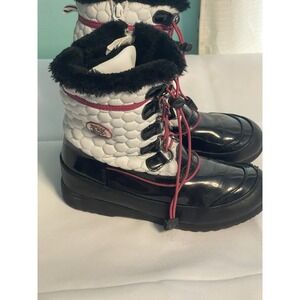 Girl's Totes Snow Boots Size 4 Med Black And White Bin3